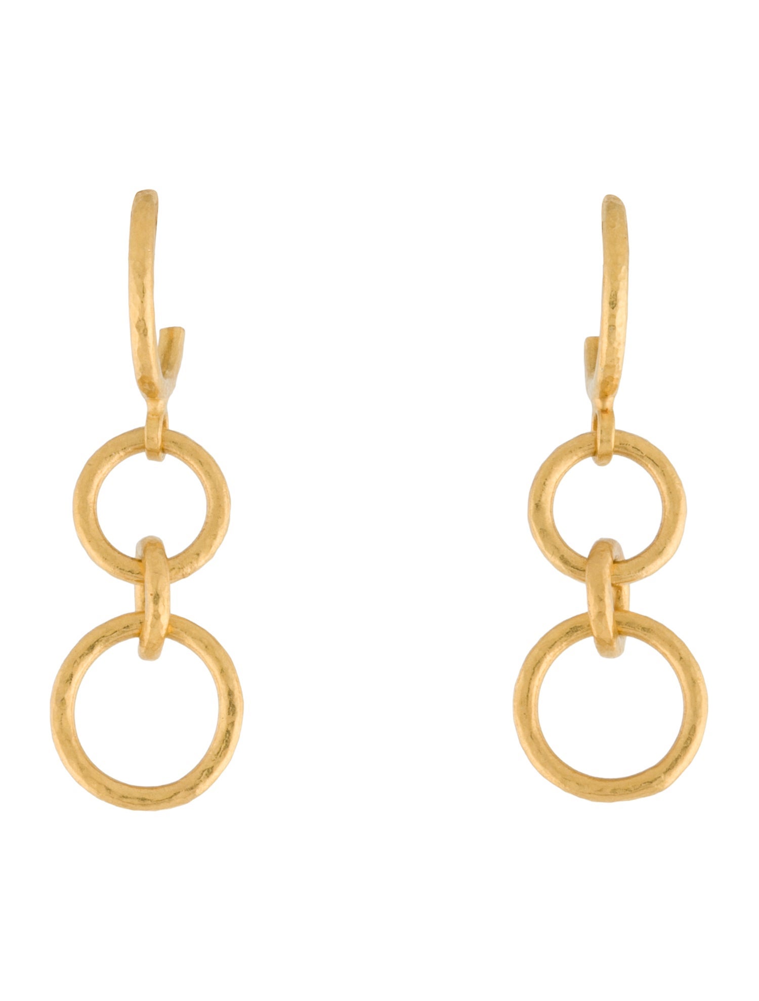 Gurhan 24K Hammered Circle Drop Earrings