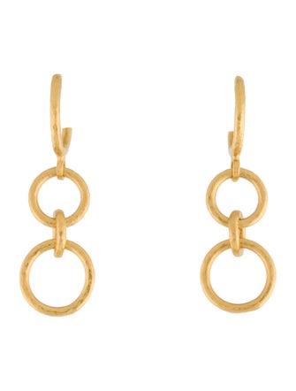 Gurhan 24K Hammered Circle Drop Earrings