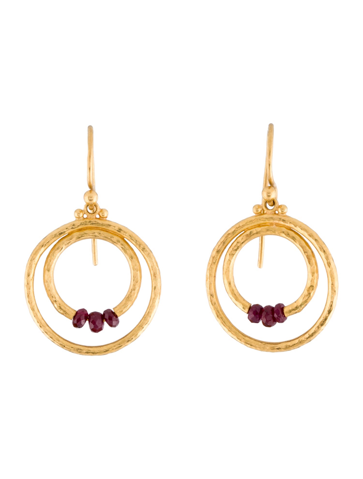 Gurhan 24K Glass Filled Ruby Circle Drop Earrings