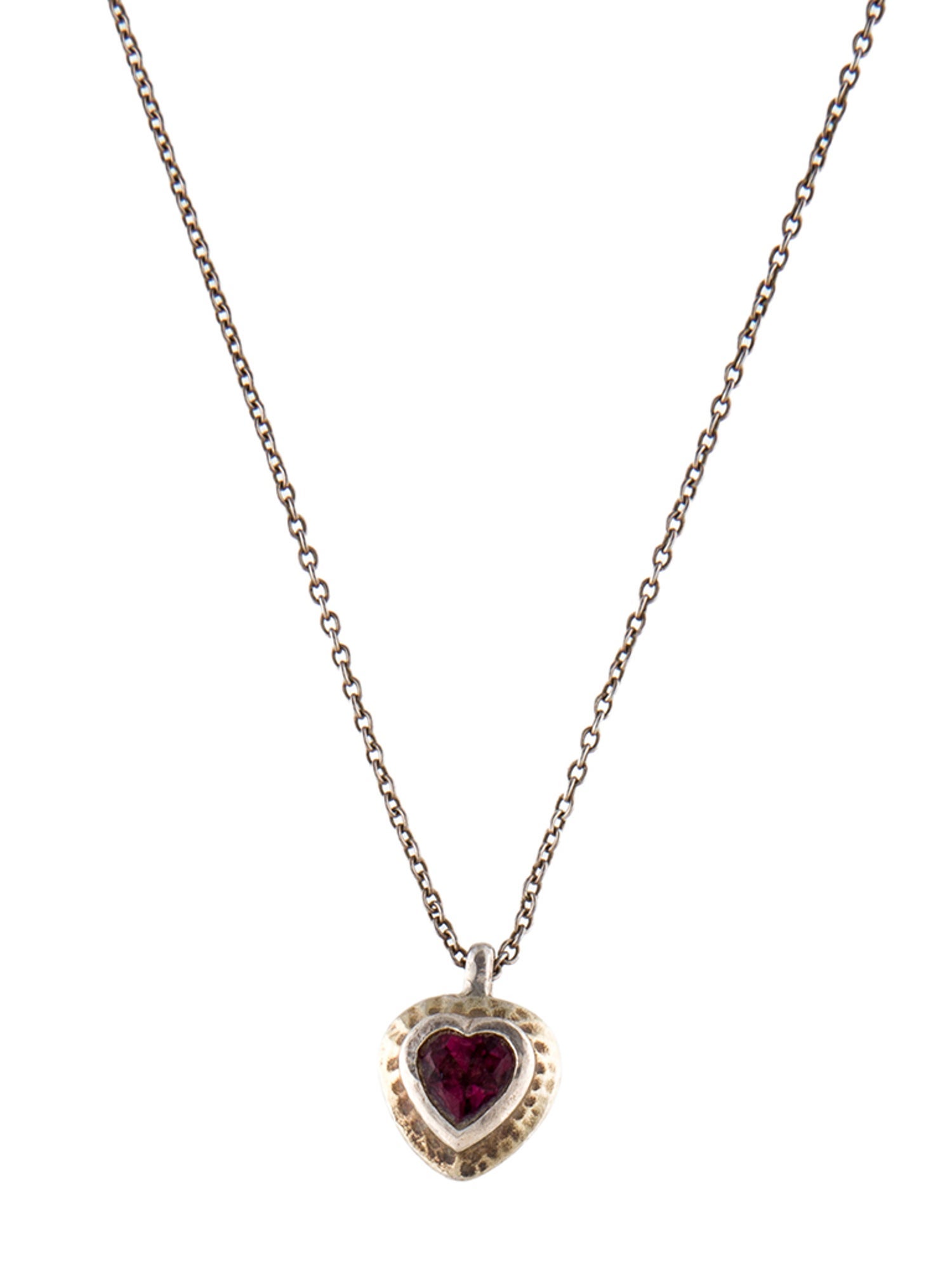 Gurhan Two-Tone Garnet Heart Pendant Necklace