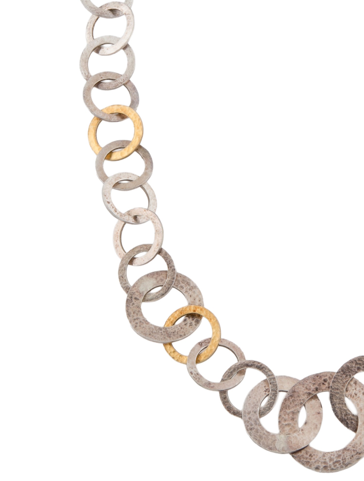 Gurhan Flat Hammered Circle Chain Necklace