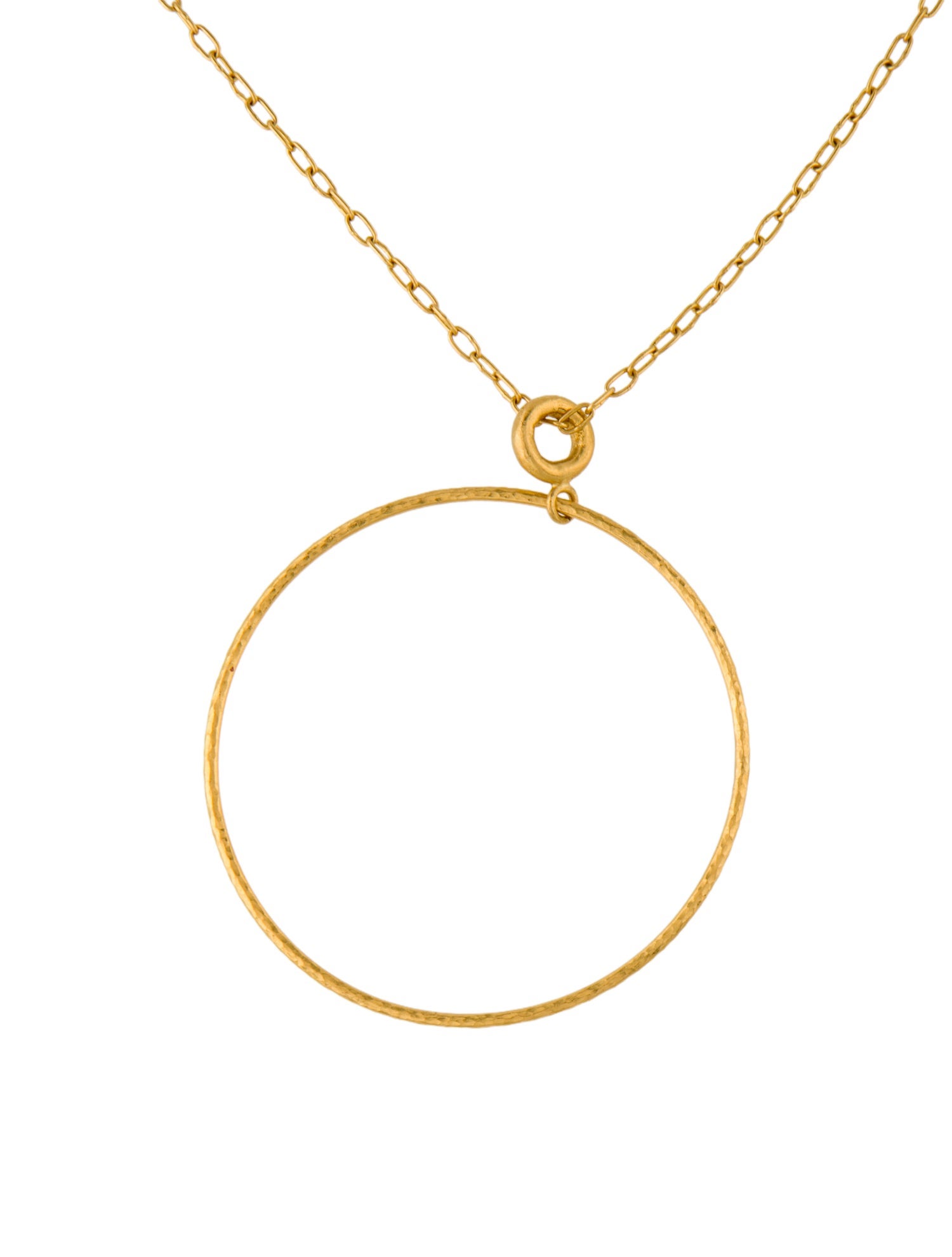 Gurhan 24K Hammered Circle Pendant Necklace