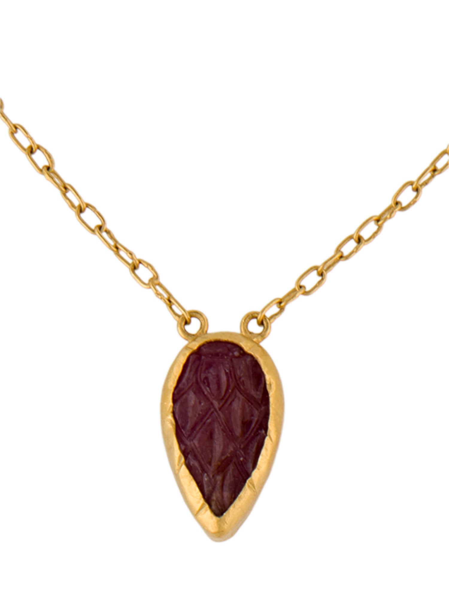 Gurhan 24K Carved Ruby Pendant Necklace