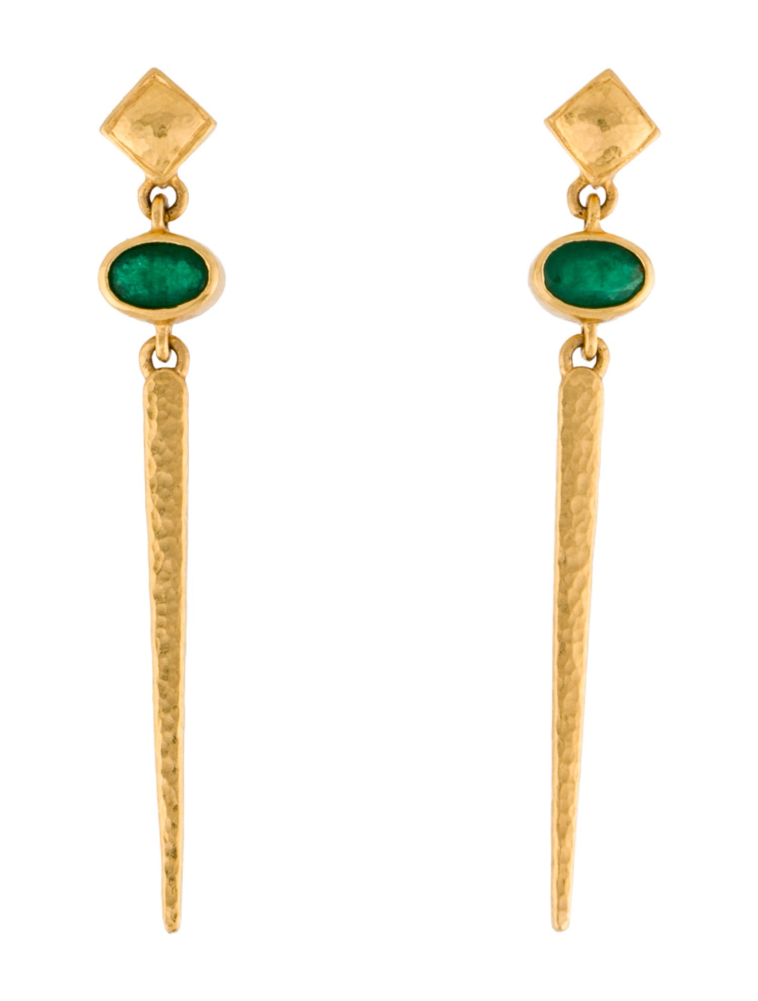 Gurhan 22K Emerald Stiletto Drop Earrings