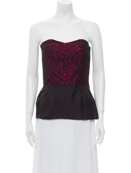 Guy Laroche Lace Pattern Strapless Top Blue