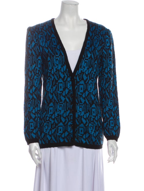 Guy Laroche Printed V-Neck Sweater Blue