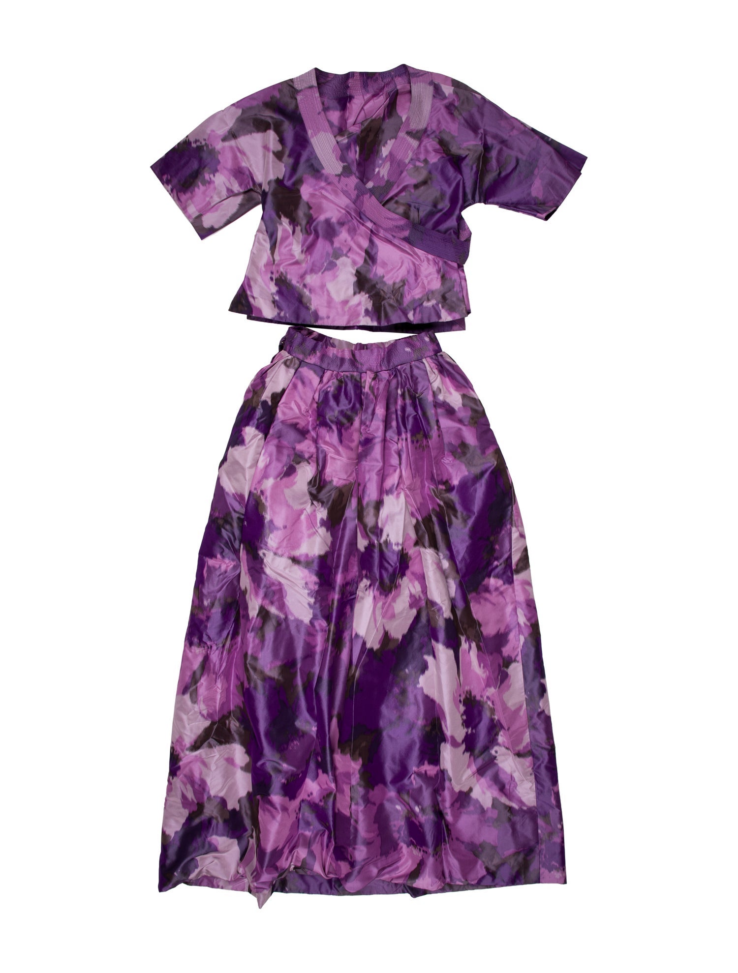 Guy Laroche Tie-Dye Print Pleated Accents Skirt Set