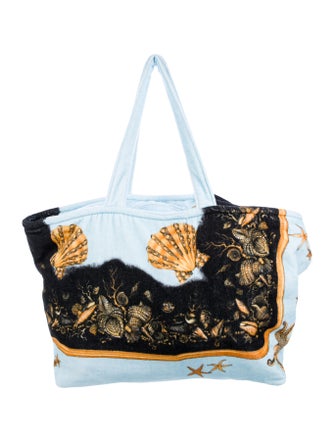 Gianni Versace 2-Piece Trésor de La Mer Printed Beach Towel & Bag Set