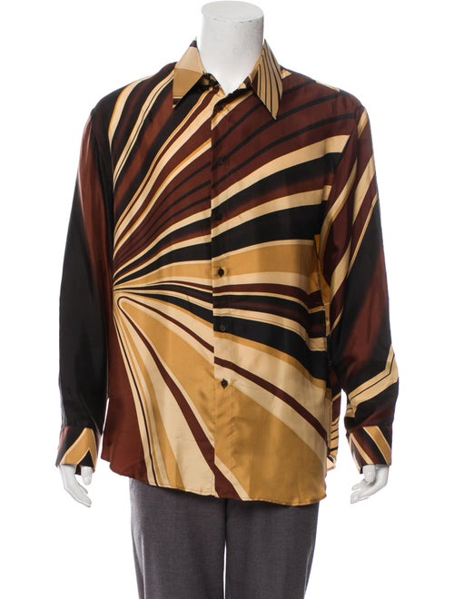 Gianni Versace Silk Printed Dress Shirt brown