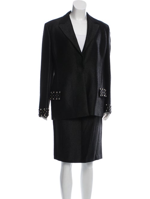 Gianni Versace Vintage Embellished Skirt Set Black