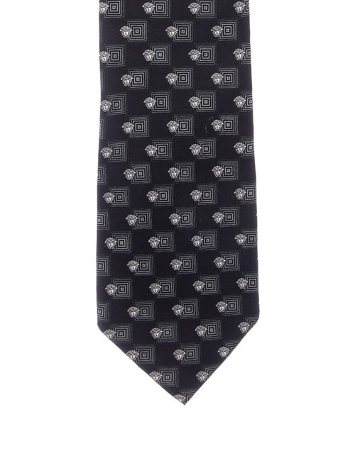 Gianni Versace Vintage Medusa Silk Tie black