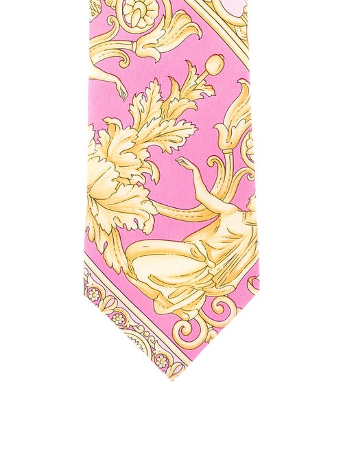 Gianni Versace Baroque Silk Tie pink