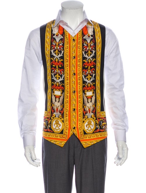 Gianni Versace Printed Suit Vest Gold