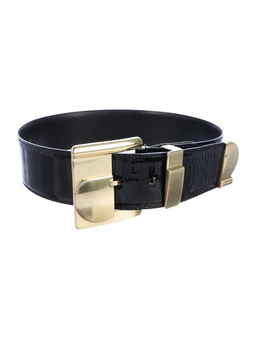 Gianni Versace Patent Leather Wide Belt Black