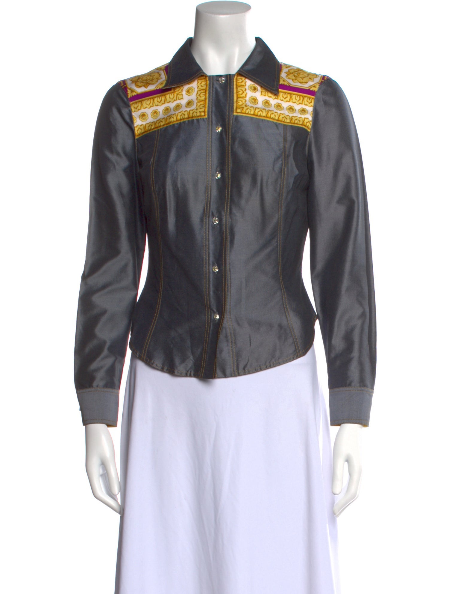 Gianni Versace Long Sleeve Button-Up Top