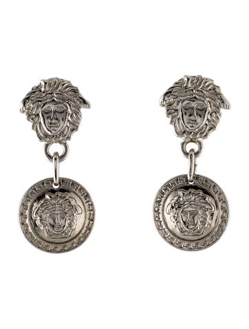 Gianni Versace Clip-On Vintage Medusa Drop Earrings