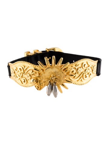 Gianni Versace Choker Vintage Leather Buckle Necklace