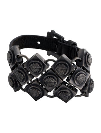 Gianni Versace Leather Mail Medusa Bracelet