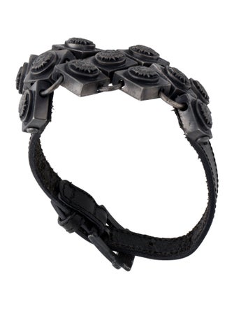 Gianni Versace Leather Mail Medusa Bracelet
