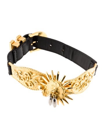 Gianni Versace Choker Vintage Leather Buckle Necklace