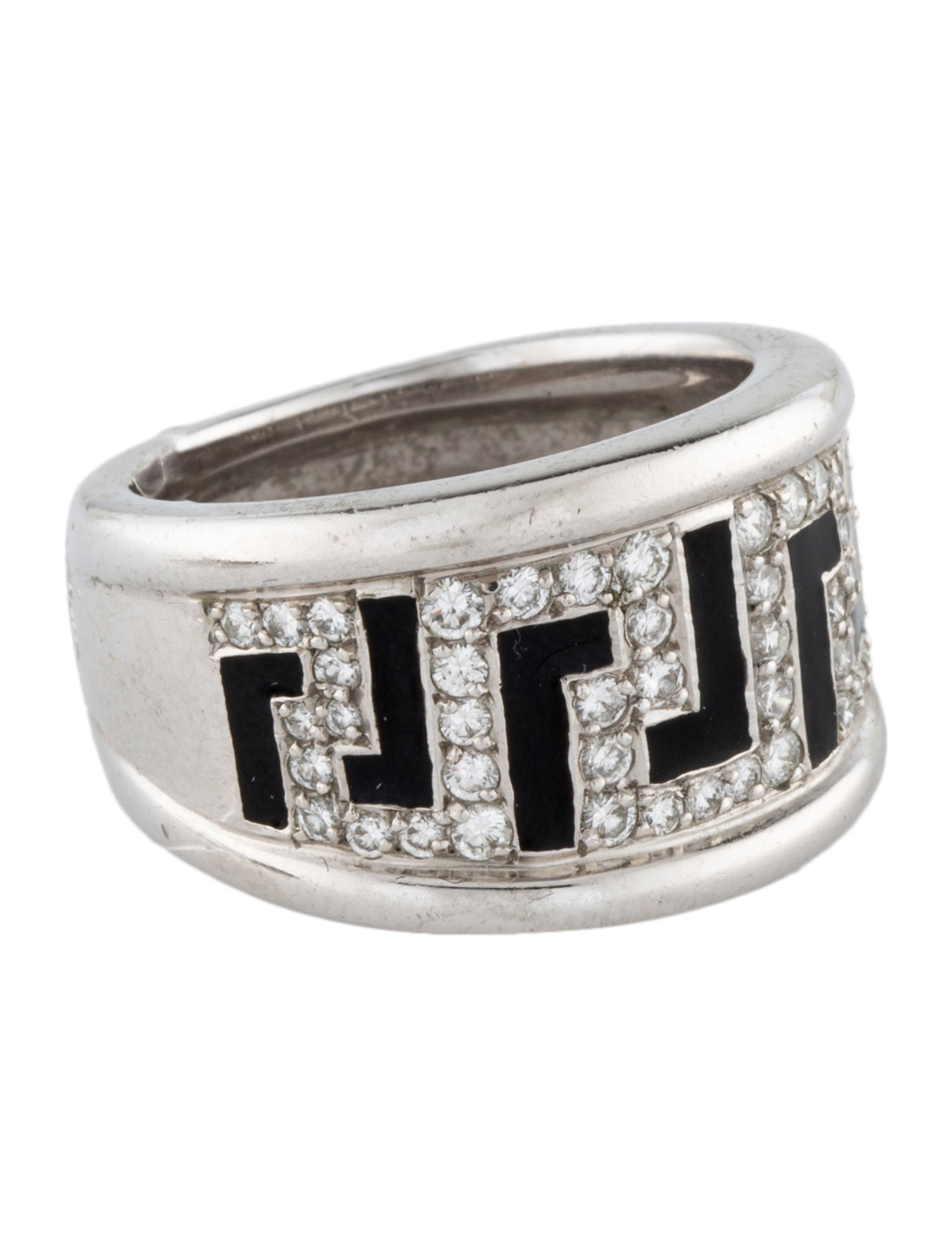 Gianni Versace Vintage 18K Diamond & Enamel Ring