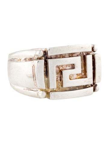 Gianni Versace Signet Ring Vintage Greek Key 9.25
