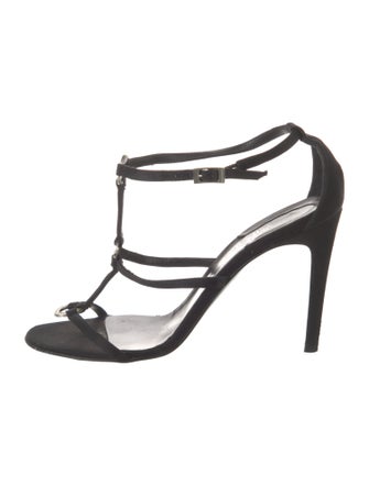 Gianni Versace Medusa Insignia Crystal Embellishments T-Strap Sandals