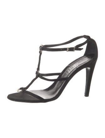 Gianni Versace Medusa Insignia Crystal Embellishments T-Strap Sandals