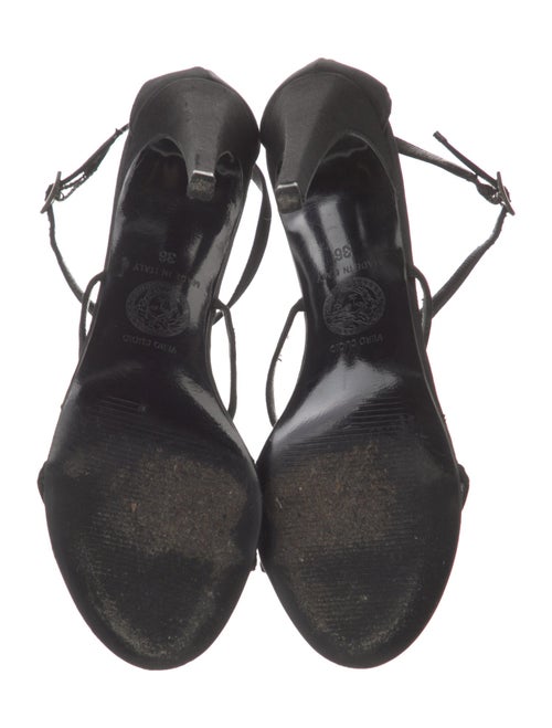 Gianni Versace Medusa Insignia Crystal Embellishments T-Strap Sandals