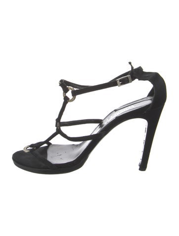 Gianni Versace Sandals Suede Cutout Accent T-Strap 6