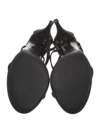 Gianni Versace Suede Cutout Accent T-Strap Sandals