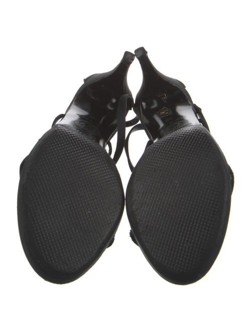 Gianni Versace Suede Cutout Accent T-Strap Sandals