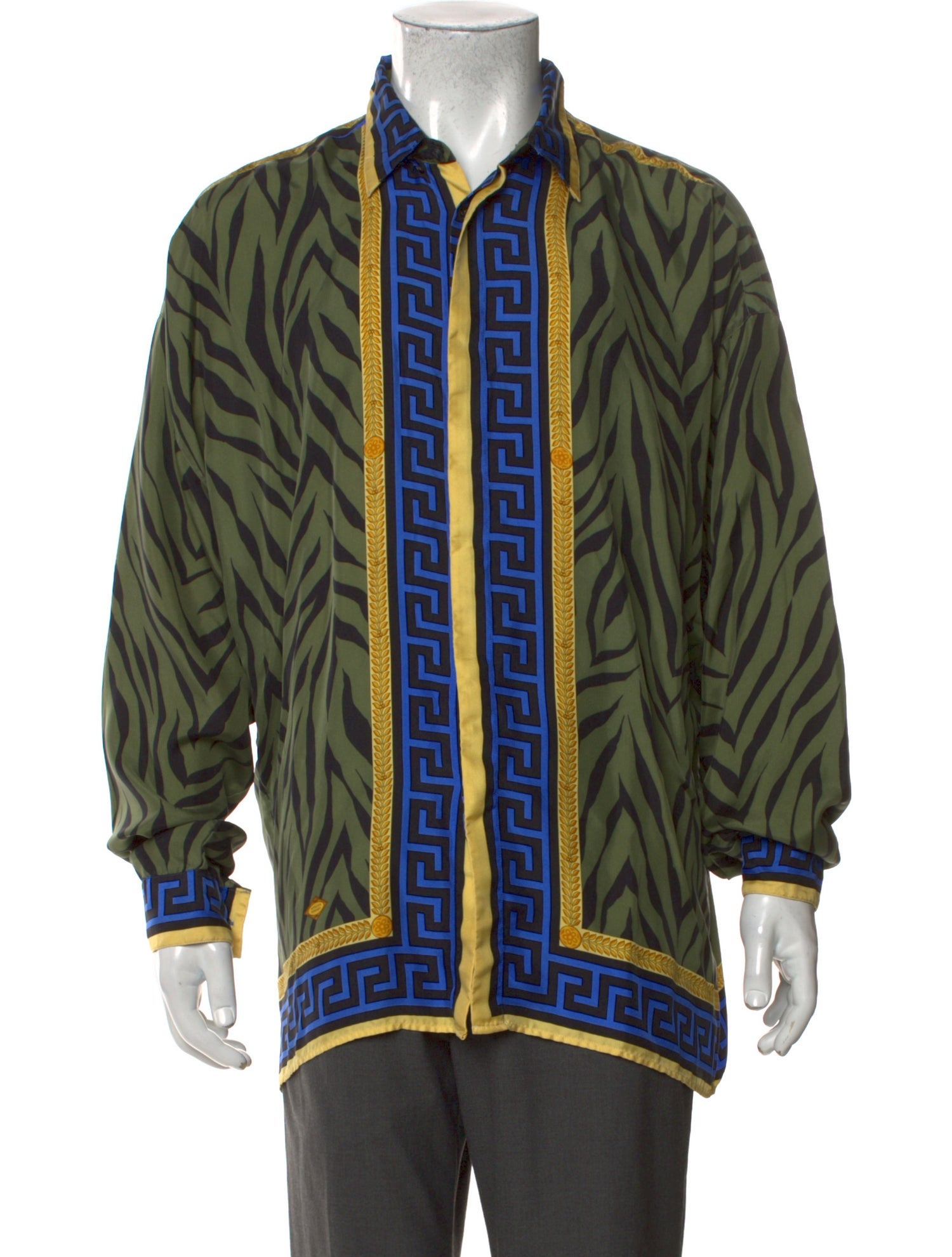 90’s gianni versace shirt Gianni Versace vintage 90s men's Barocco pattern silk button