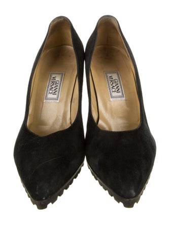 Gianni Versace Suede Crystal Embellishments Pumps