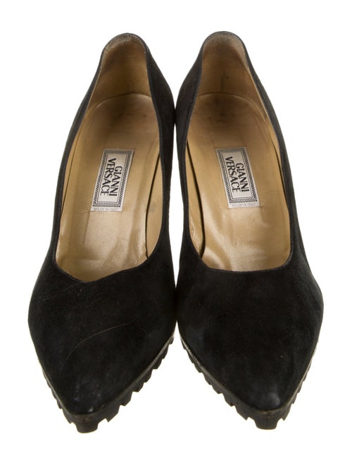 Gianni Versace Suede Crystal Embellishments Pumps
