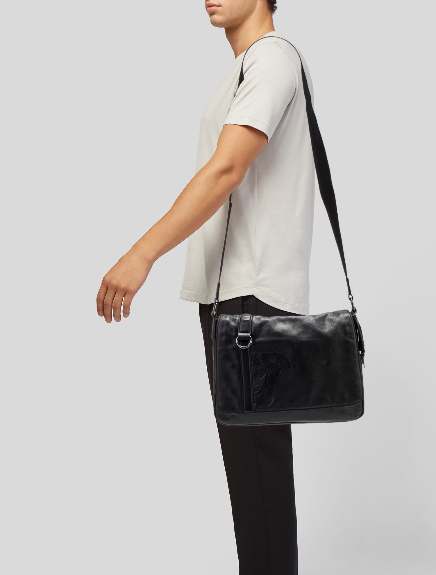 Gianni Versace Leather Messenger Bag