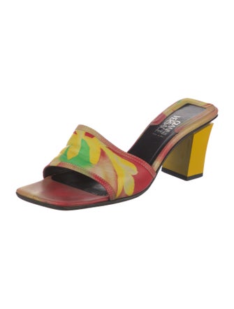 Gianni Versace Leather Printed Slides