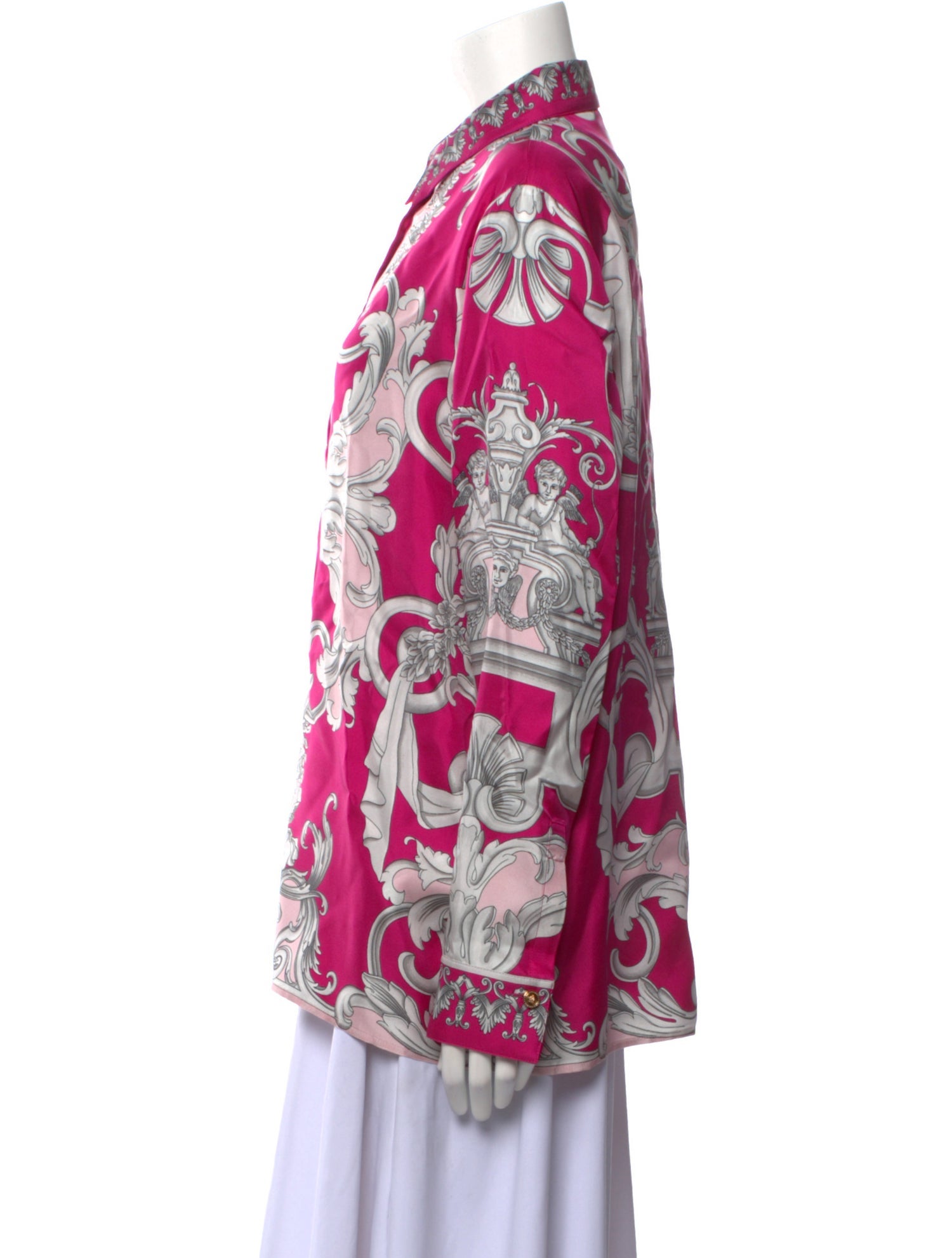 Versace Silk Printed Button-Up Top