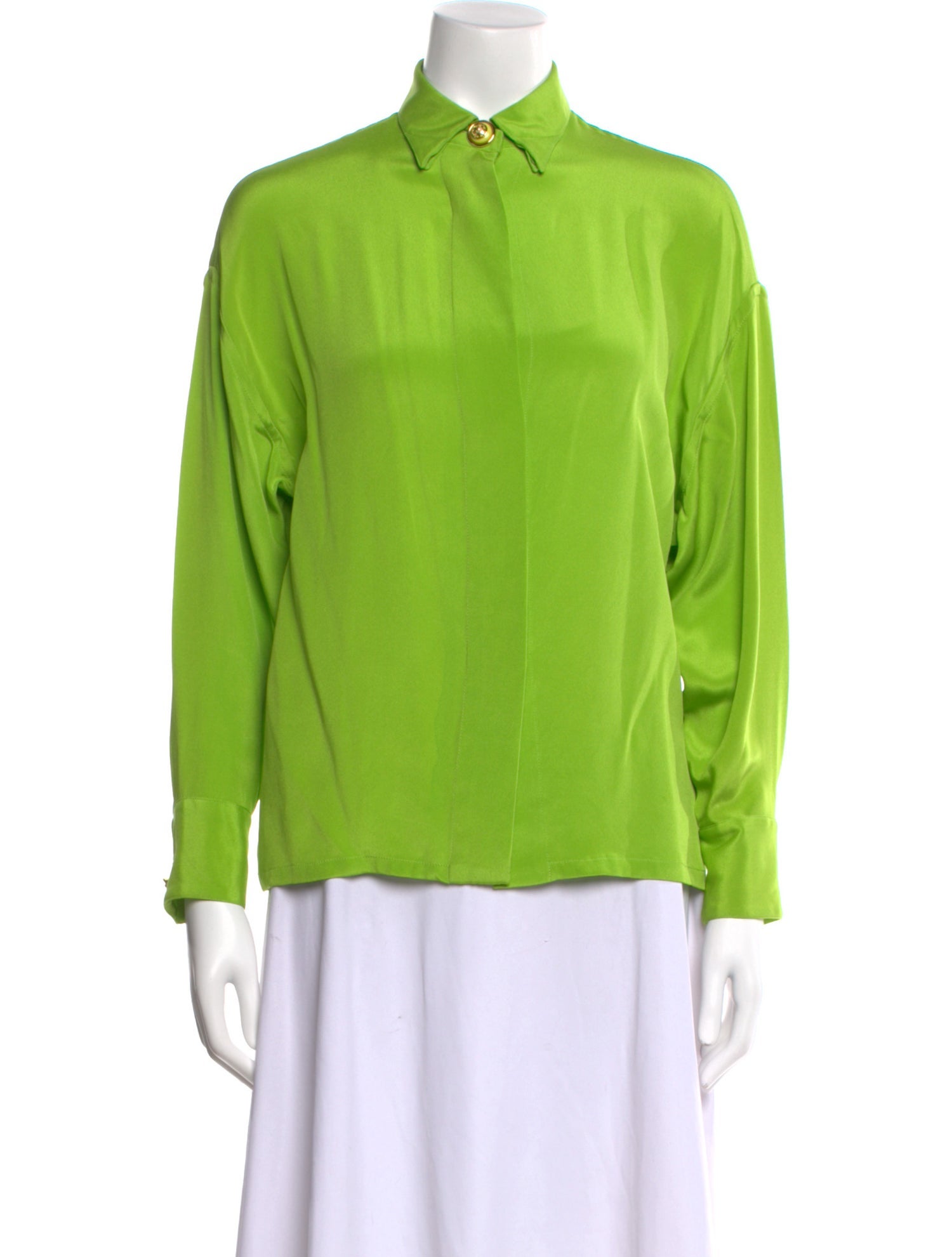 Gianni Versace Silk Long Sleeve Button-Up Top