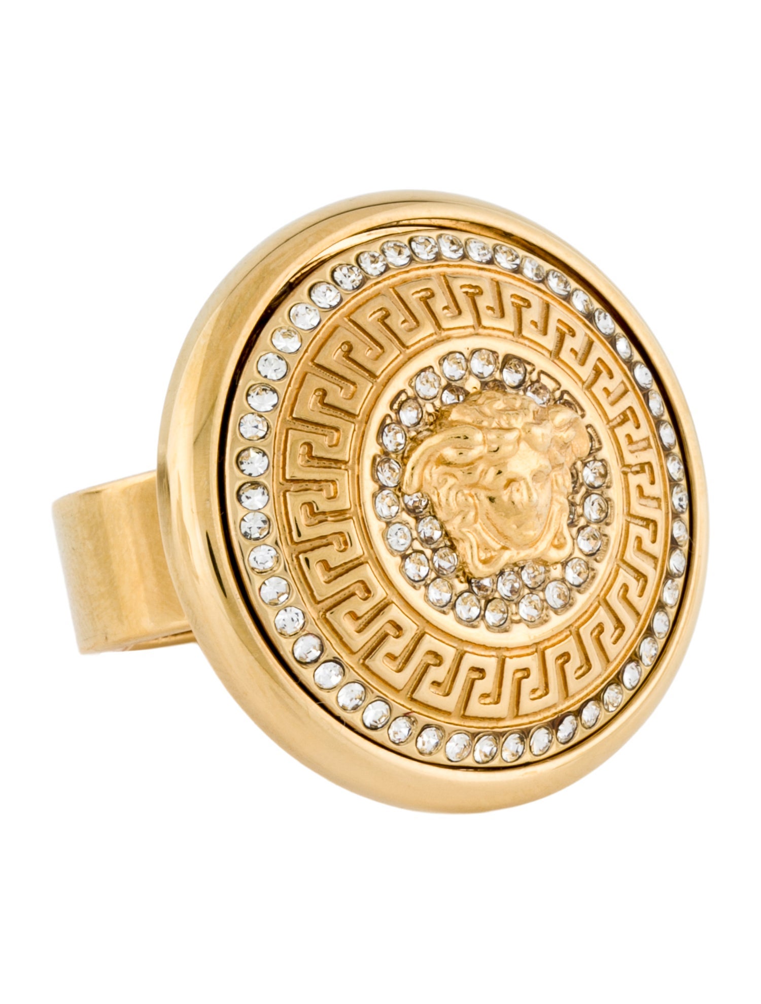 Gianni Versace Crystal Medusa Cocktail Ring - Gold-Tone Metal Cocktail ...