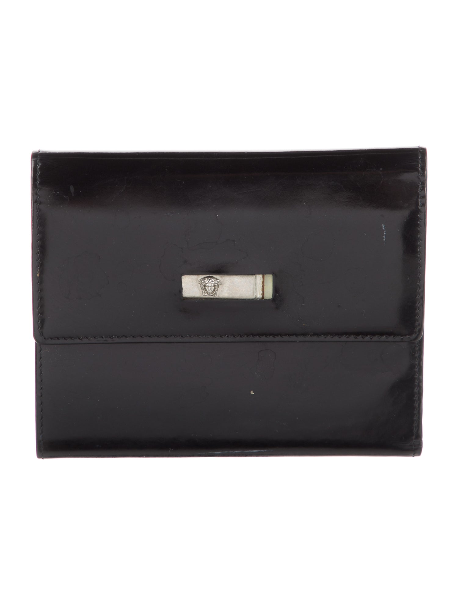 Gianni Versace Patent Leather Trifold Wallet