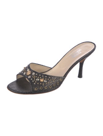 Gianni Versace Medusa Insignia Snakeskin Slides