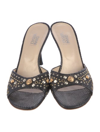 Gianni Versace Medusa Insignia Snakeskin Slides