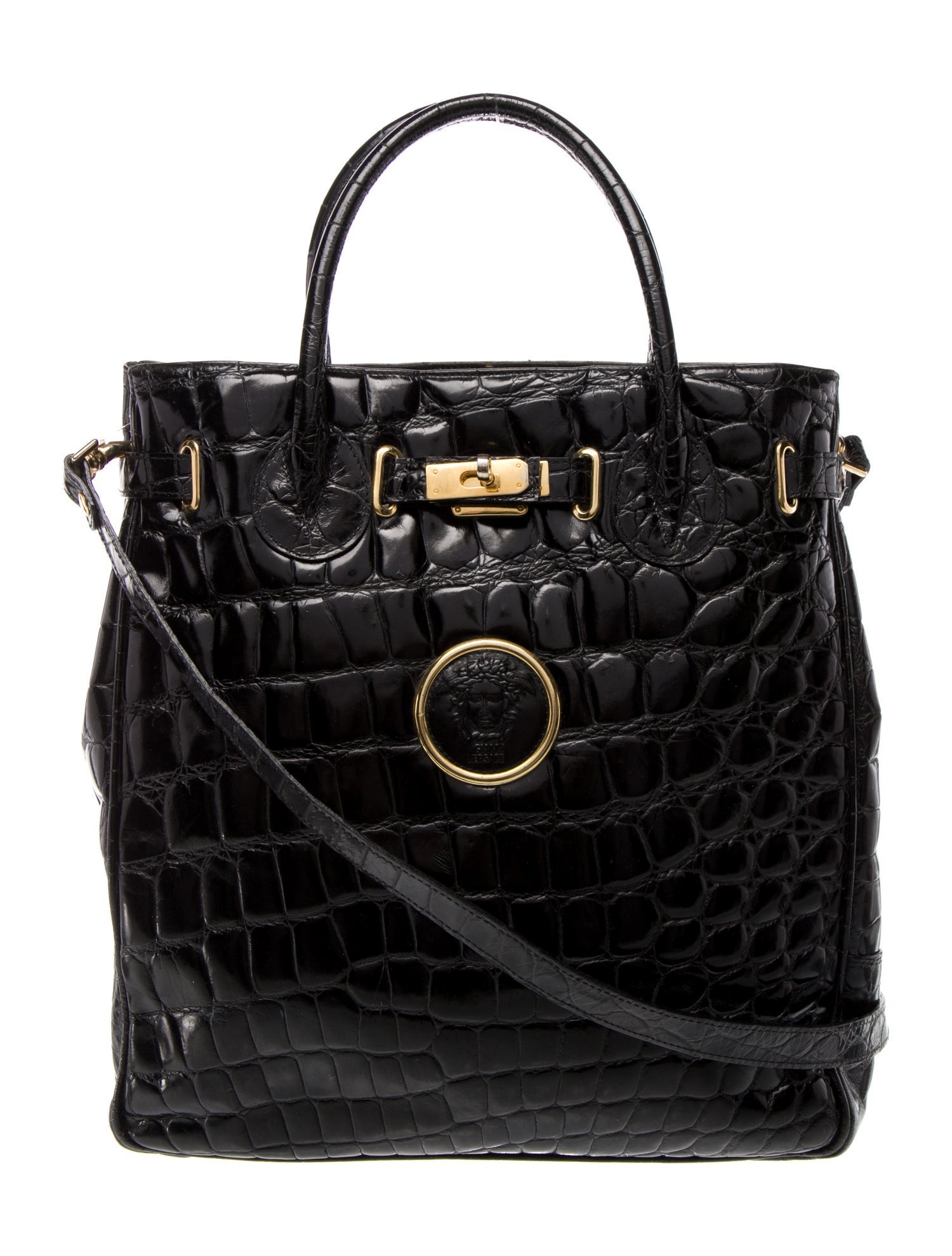 Gianni Versace Embossed Leather Crossbody Bag