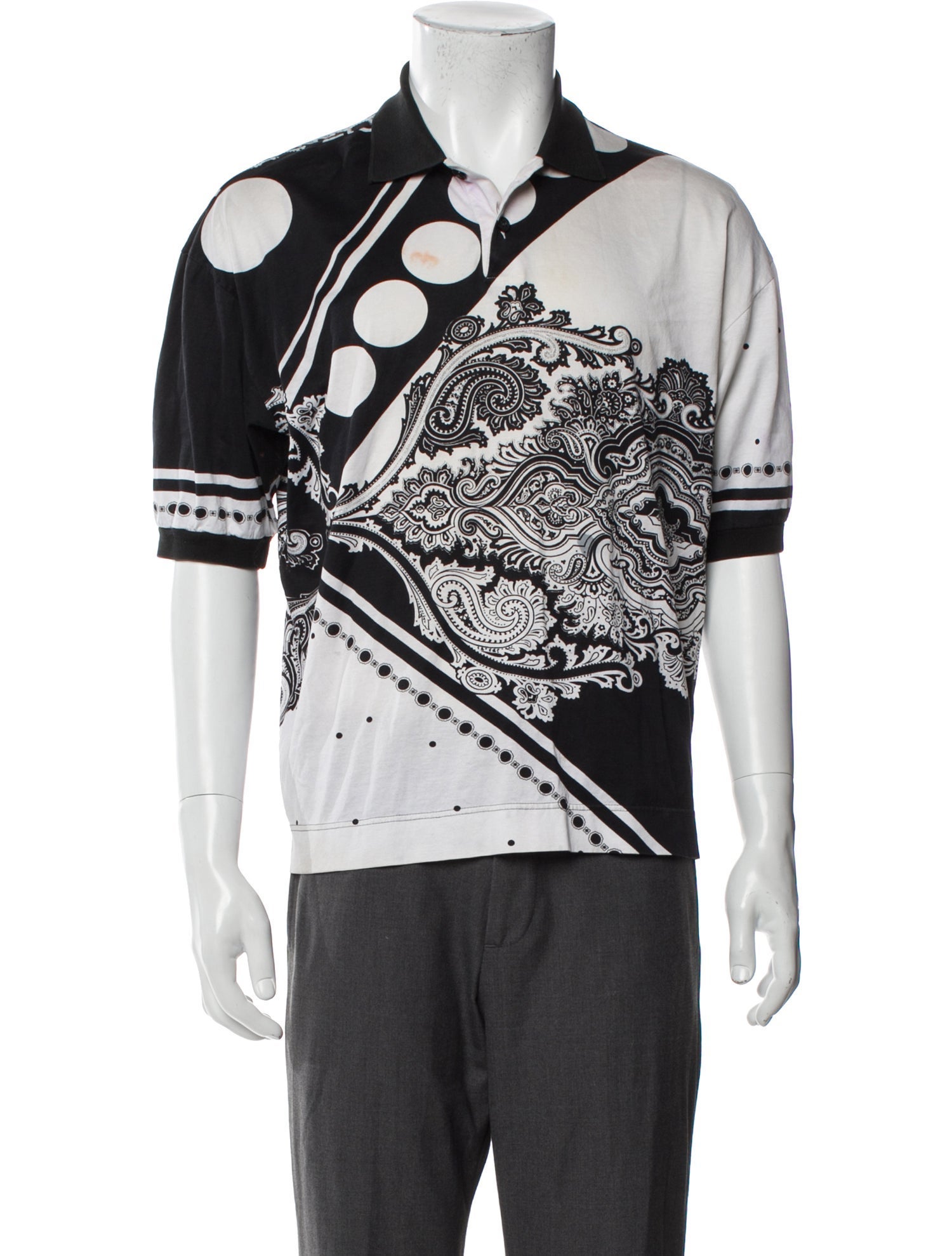 Gianni Versace Graphic Print Collar Polo Shirt
