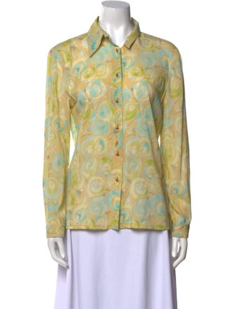 Gianni Versace Silk Printed Button-Up Top