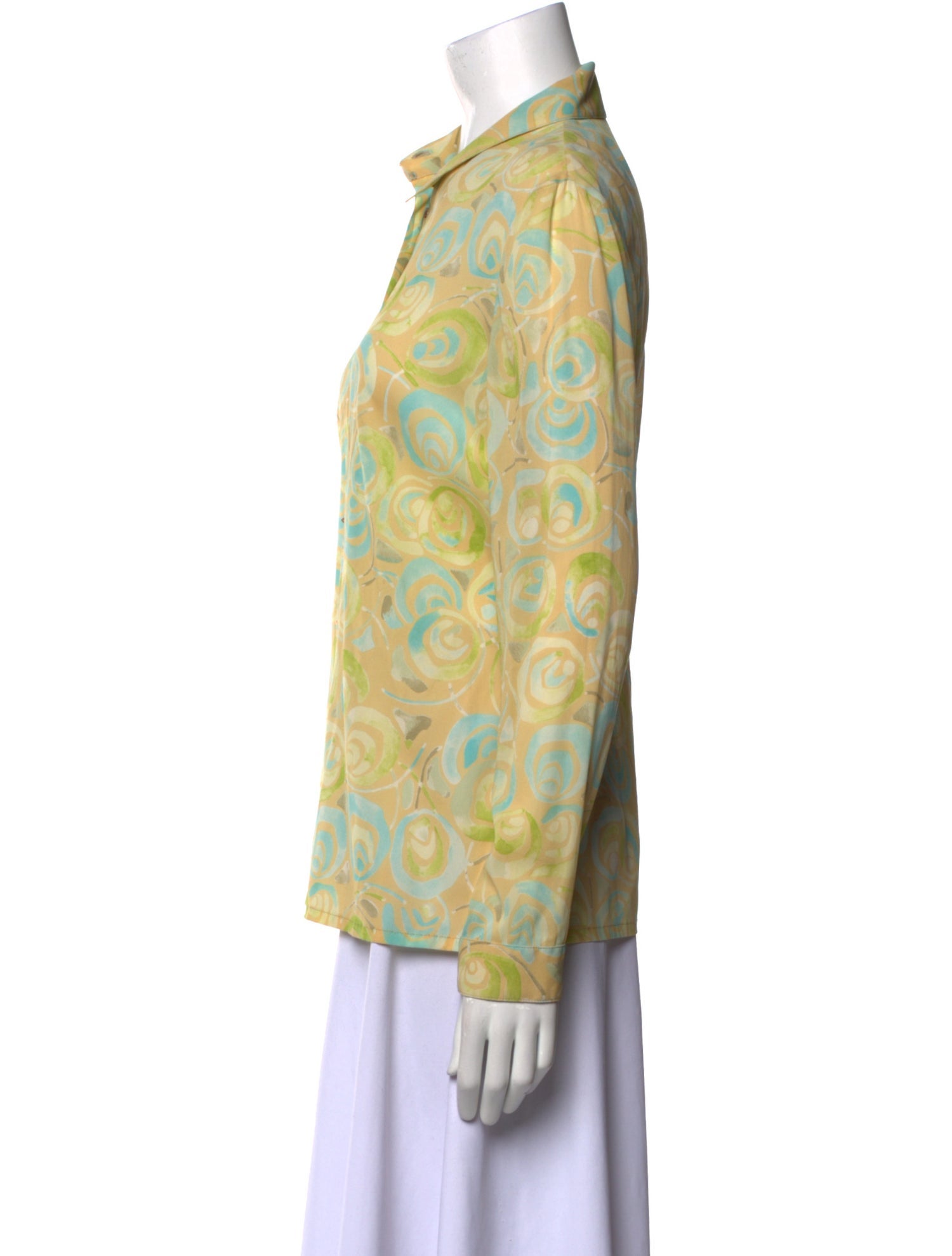 Gianni Versace Silk Printed Button-Up Top