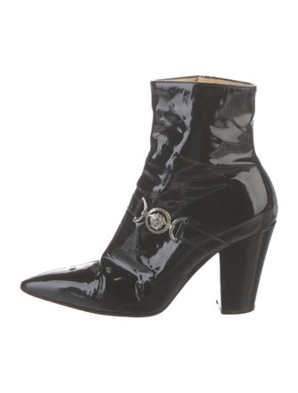Gianni Versace Medusa Insignia Patent Leather Boots