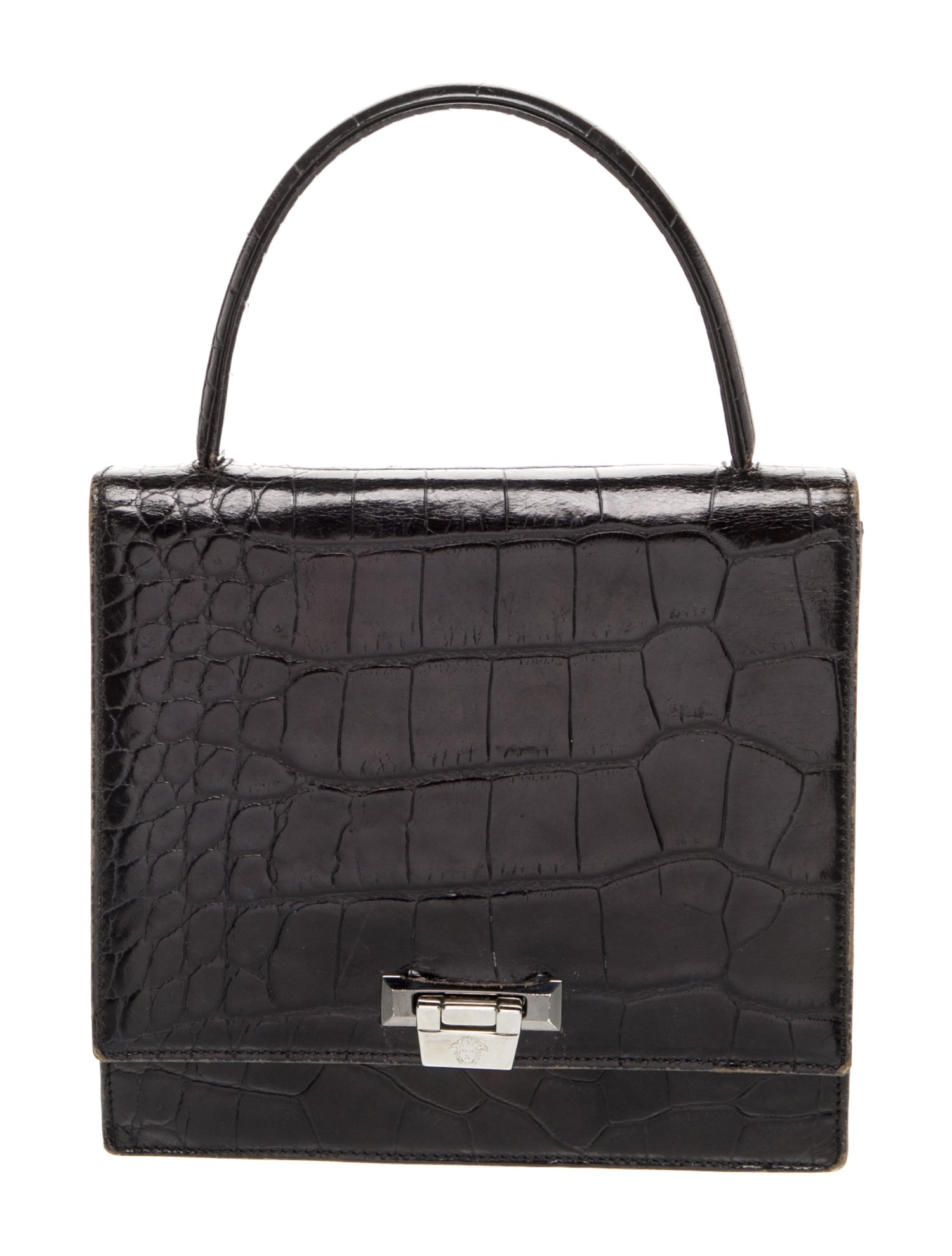 Gianni Versace Embossed Leather Top Handle Bag Vintage