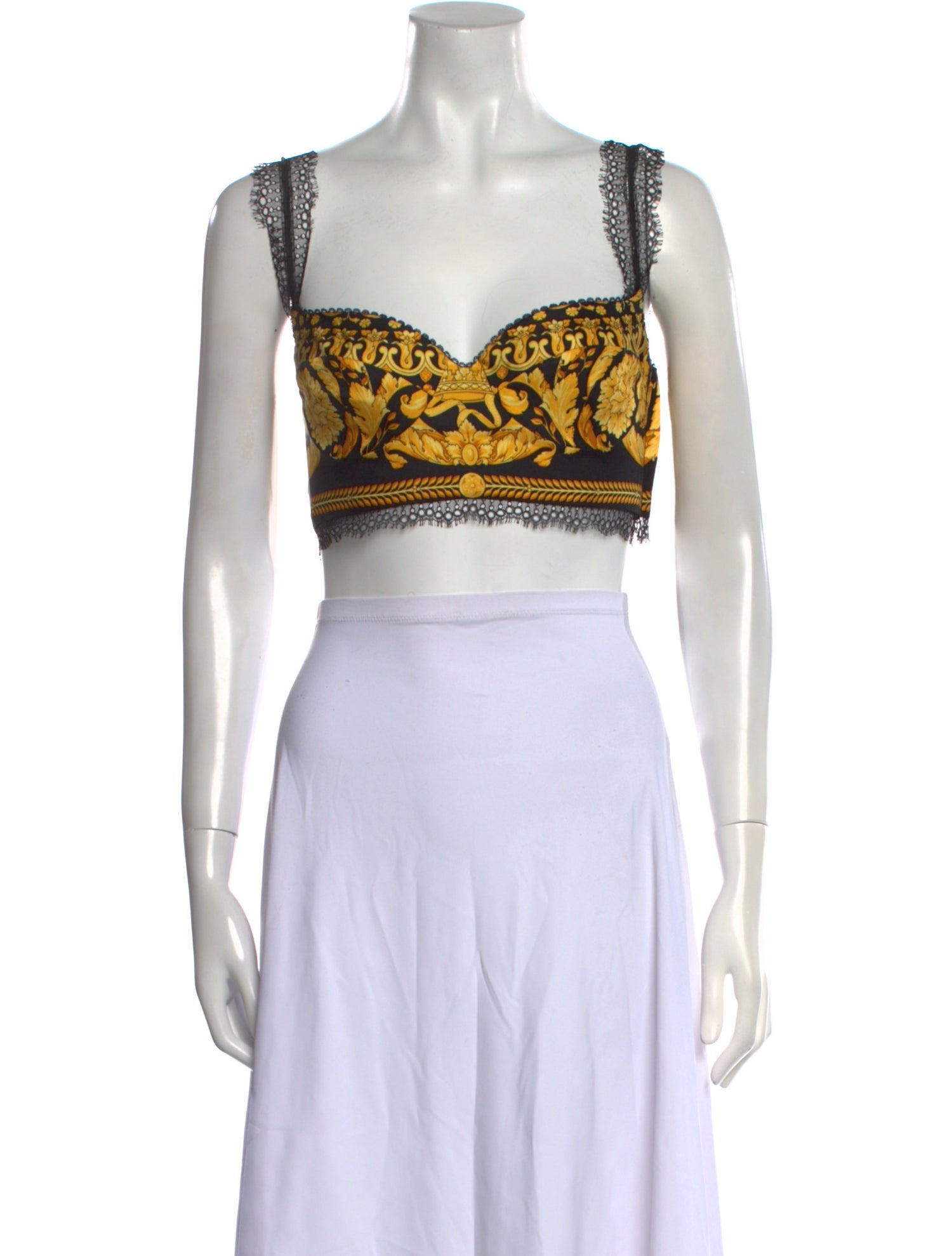 Gianni Versace Silk Printed Crop Top